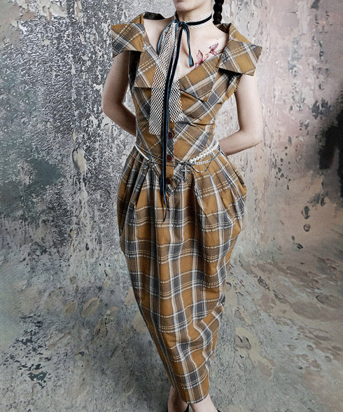 Plaid Fold Line Dress