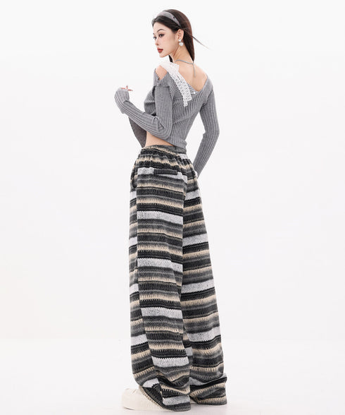 Lace Strap Off Shoulder Rib Top