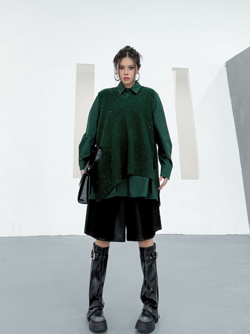 Glitter Knit Vest&Minimal Layered Shirt Series