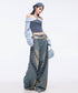 Crystal Dust Washed Wide Denim Pants