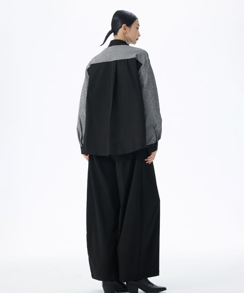 Diagonal Panel Sheer Shirt