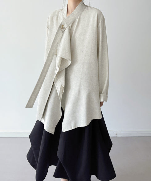 Draped Button Front Top