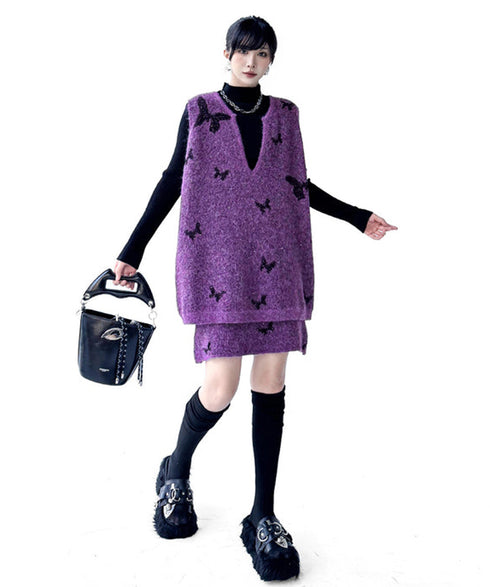 Butterfly Knit Vest&Skirt Series