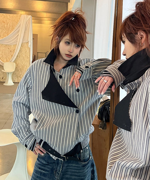 Stripe Panel Layered Jacket