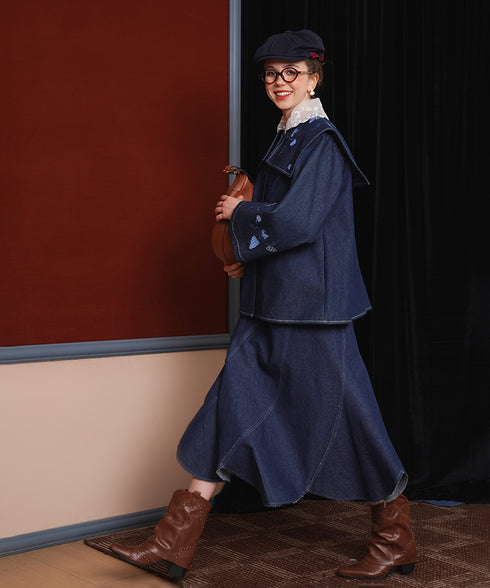 Grape Embroidered Denim Jacket