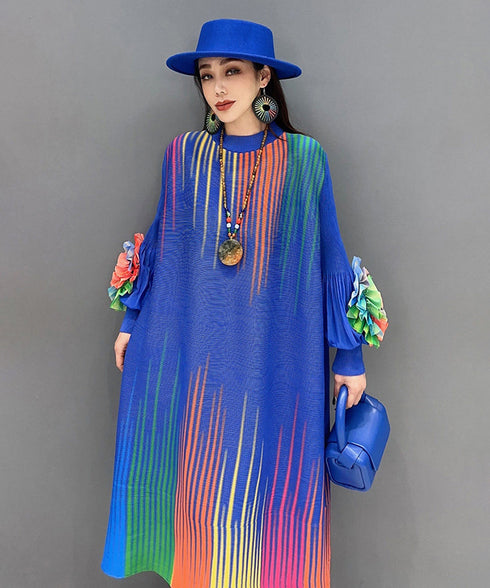 Gradient Pleats Long Dress