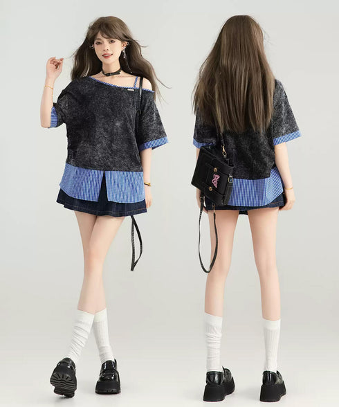 Layered Collar Contrast Top