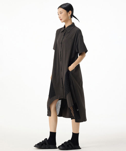 Mesh Panel Flow Dress