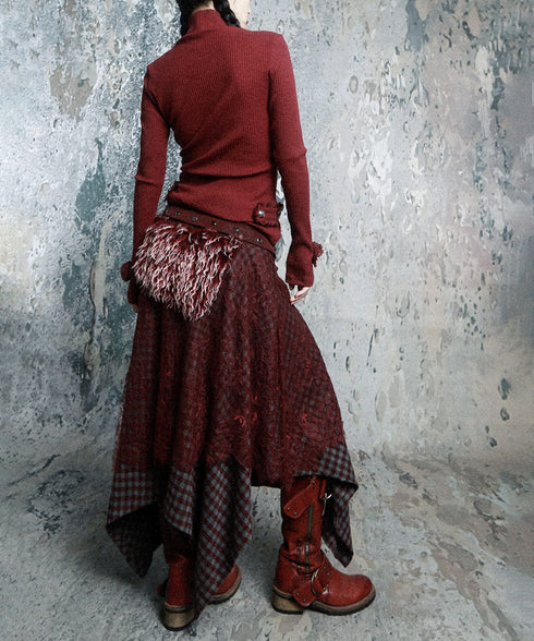 Fringe Button Rib Knit Top