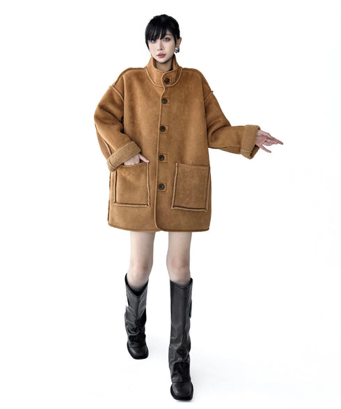 Shearling Texture Oversized Coat