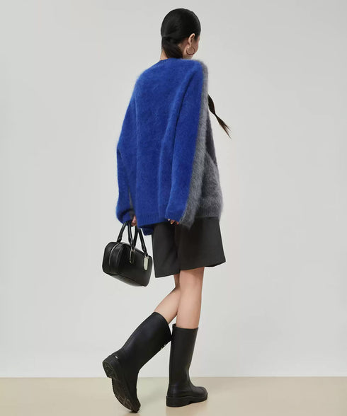 Soft Fuzzy Contrast Sleeve Top