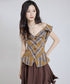 Fold Collar Peplum Top