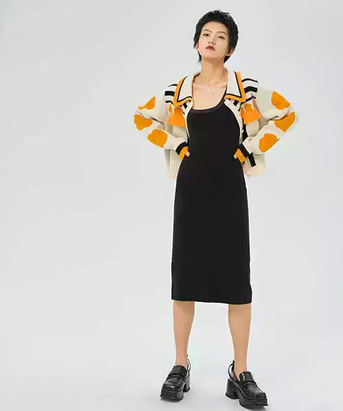 Pattern Knit Collar Cardigan