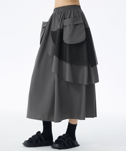 Layered Mesh Flap Skirt