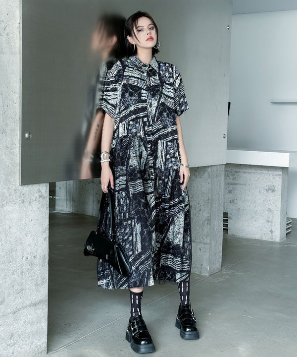 Noir Graphic Shirt Dress