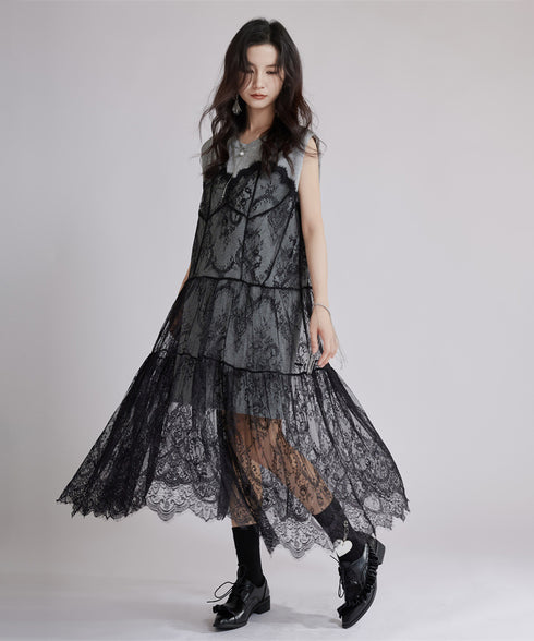 Sheer Black Lace Dress