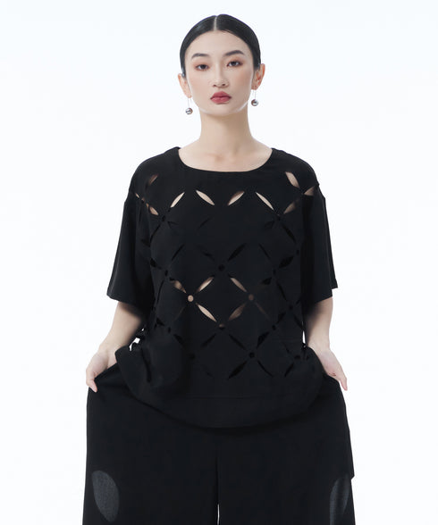Cutout Cross Motif Top