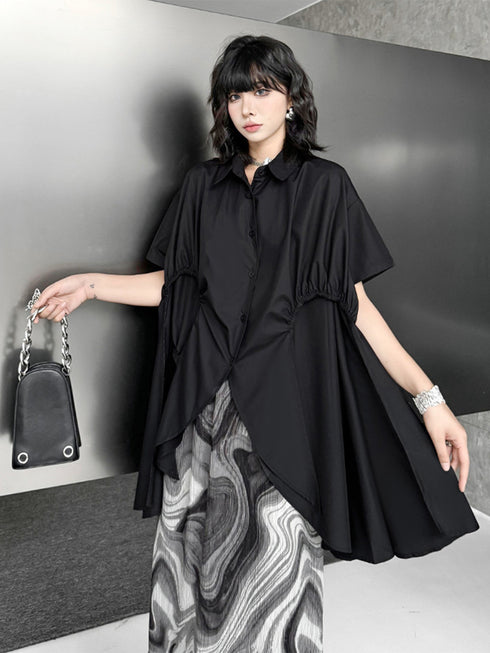 Layer Flare Gathered Blouse