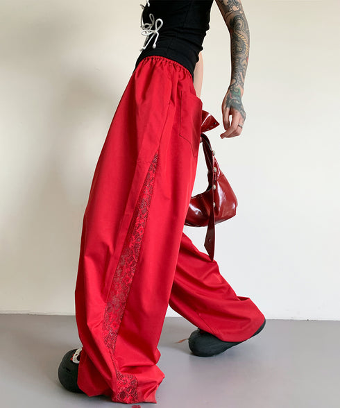 Lace Line Wide Pants