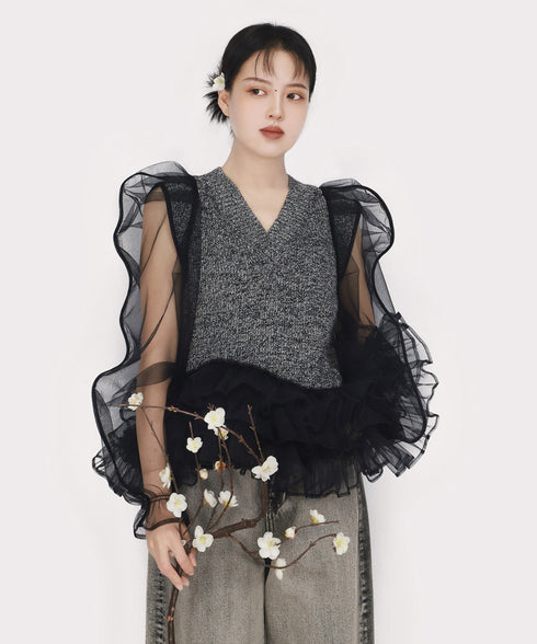 Virelle Veil Ruffle Top