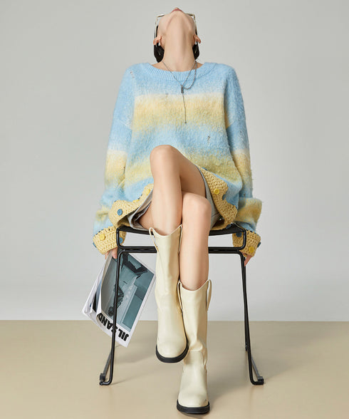 Gradient Fuzzy Knit Top