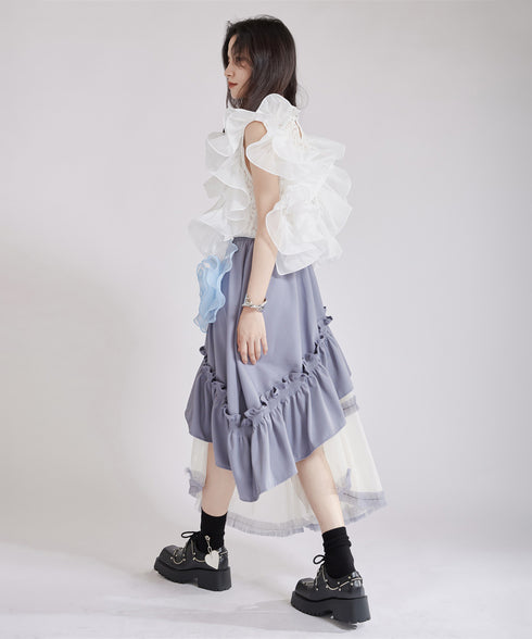 Floral Ruffle Lace Blouse