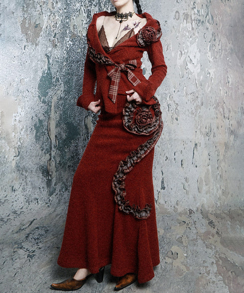 Ruffle Trim Wrap Cardigan