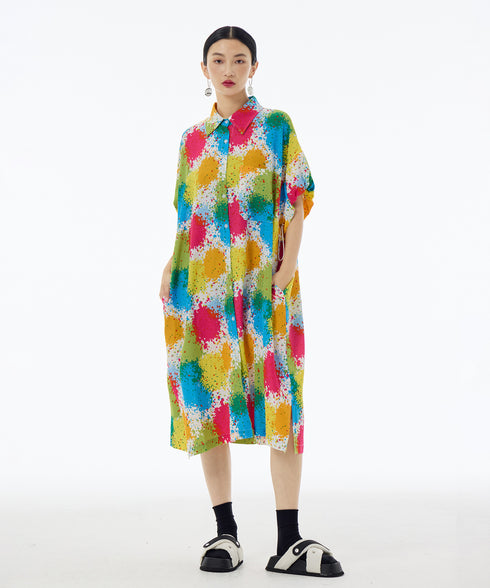 Splash Bloom Shirt Dress