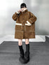 Hooded Faux Shearling Patch Coat