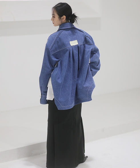 Dual-Tone Contrast Sleeve Jacket