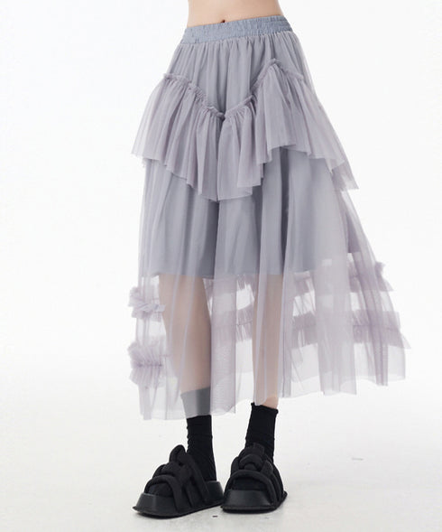 Layered Sheer Mesh Skirt