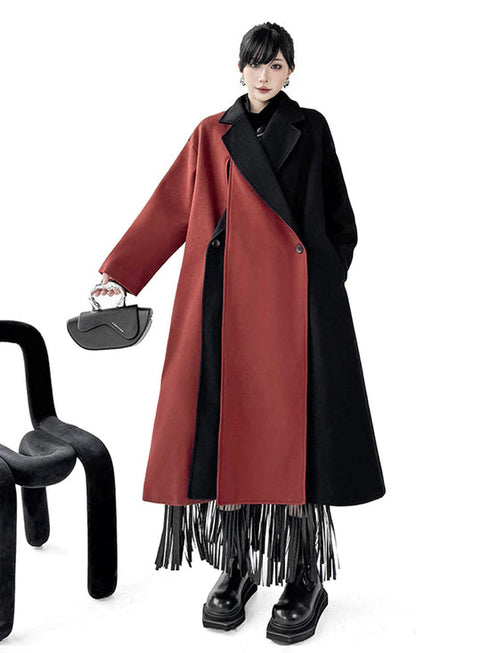 Color Block Long Coat