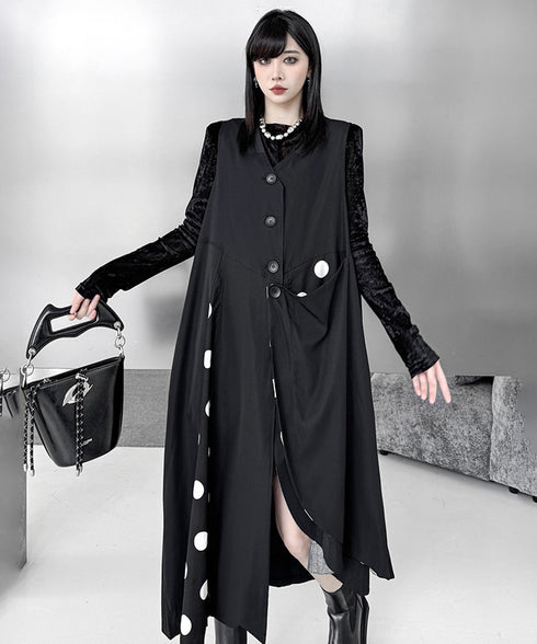 Layered Dot Panel V Neck vest