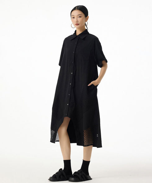 Mesh Panel Flow Dress