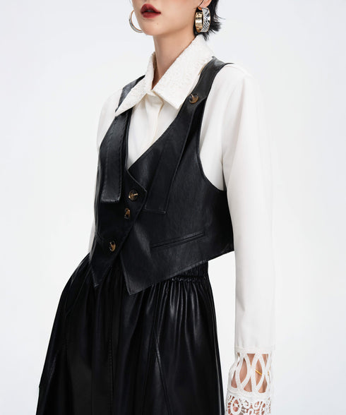 Contrast Button Tailored Vest