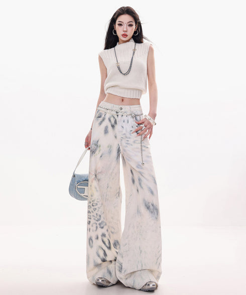 Frayed Contrast Knit Top