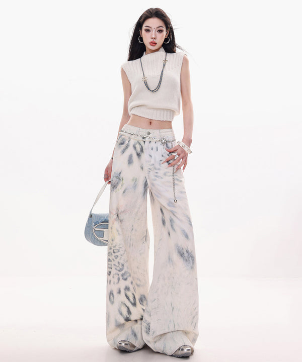 Ink Wash Wide Painter Pants