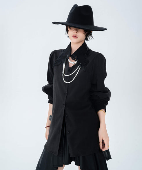 Lace Collar Volume Sleeve Blouse