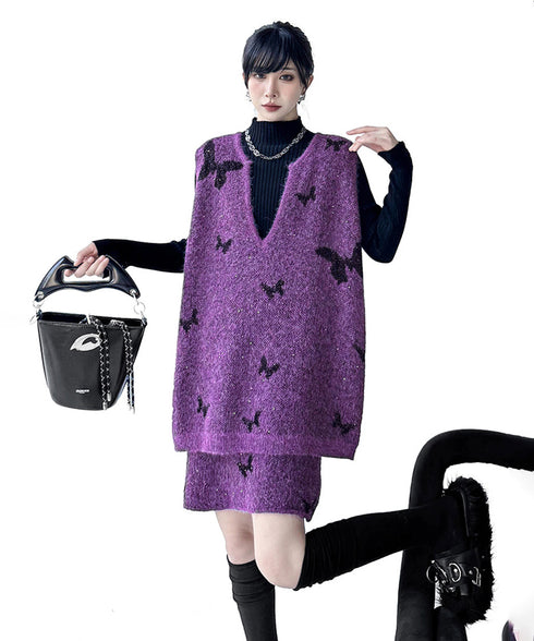 Butterfly Knit Vest&Skirt Series