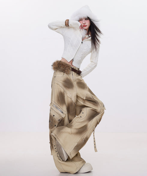 Dust Wash Multi Pocket Wide Pants