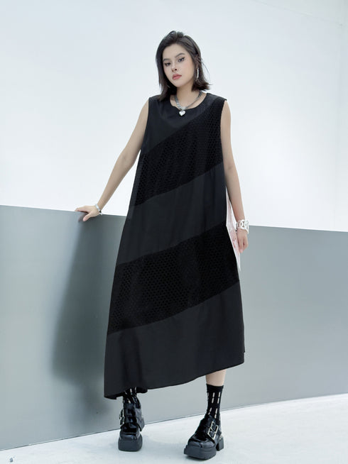 Diagonal Mesh Panel Dress