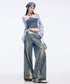 Crystal Dust Washed Wide Denim Pants