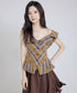 Fold Collar Peplum Top
