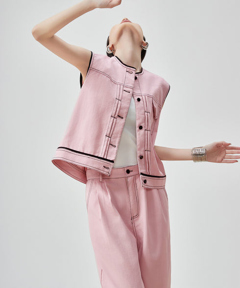 Contrast Stitch Pink Denim Series