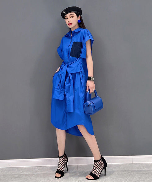 Half Sleeve Color Pop Pocket Dress