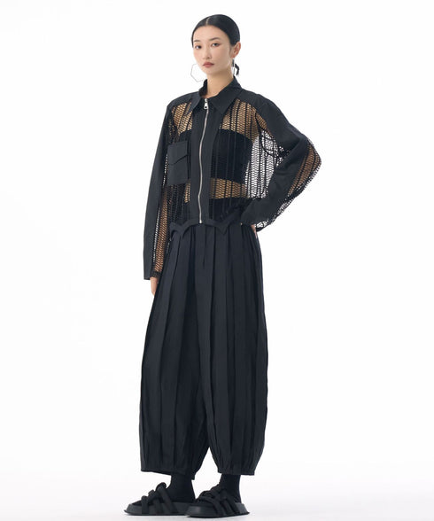 Mesh Zip Utility Blouse