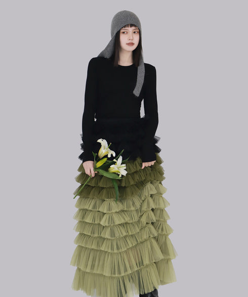 Cascade Frill Long Skirt