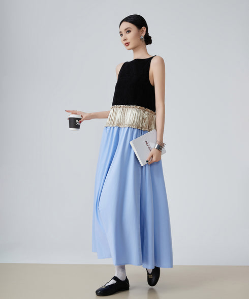 Velvet Shimmer Waist Dress