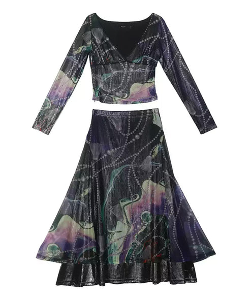 Galaxy Mesh Top&Skirt Co-ord