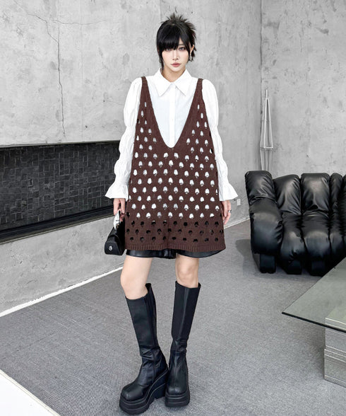 Openwork Deep V Vest